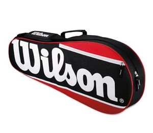 NEW WILSON TENNIS Equipment Bag Red/Blk/Wht Holds 3 Rackets Free Shipping