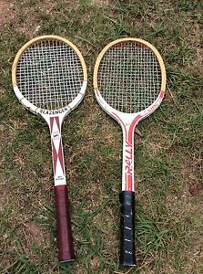 VINTAGE ANTIQUE 1950s SLAZENGER WOODEN TENNIS RACQUETS