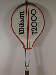 Wilson T2000 Tennis Racket Jimmy Connors Style 1970 Vintage Leather Cover Head