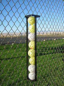 pickleball ball holder all metal strong & sturdy 8 balls chain link fence mount