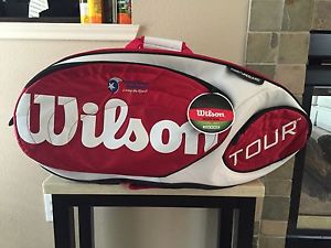 NEW Wilson Tour 15 Red Tennis Bag. Tennis Academy Logo Embroidered On Front.