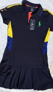 Ralph Lauren Polo Pleated Dress Skirt Navy Big Pony Women's Size Medium Tennis