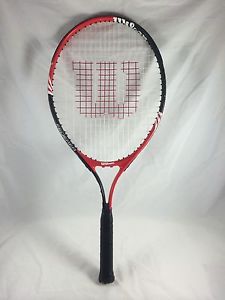 Wilson Federer Jr 25" Tennis Racquet Red White Black Grip 3 7/8" Demo Ages 9-10