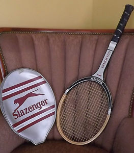 Vintage Slazenger Demon Mid 43/8 grip Tennis Racket & Cover - wood-