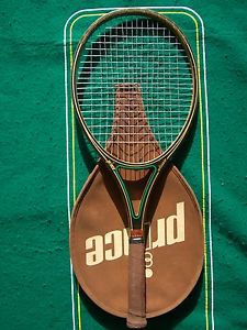 1980 Prince Woodie OS 110 16x19 Graphite-Wood Racket 4 3/8 Strung Cover EXCL