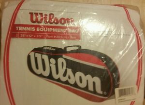 NEW WILSON TENNIS Equipment Bag Red/Blk/Wht Holds 3 Rackets Free Shipping