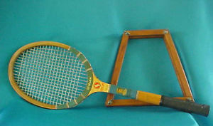 50s Wilson Maureen Connolly Famous Players Autographed Wood Tennis Racket 4-1/2"
